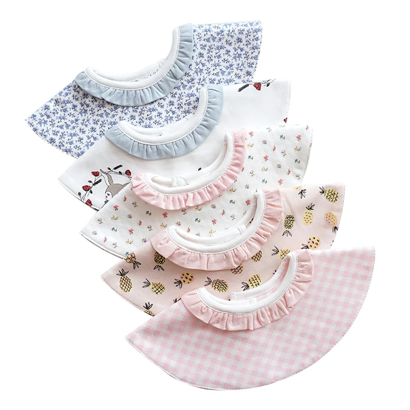 Flower Cute Baby Girls Bibs 360 Round Neck Bibs Infant Toddler Saliva Towel Newborn Burp Cloths