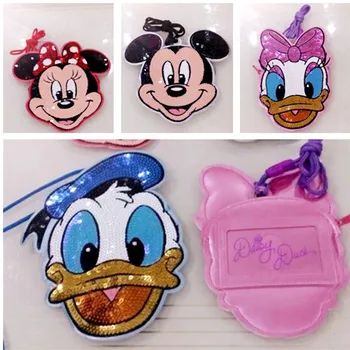 

Mickey Donald Duck Anime Plush Card Holder PU Cartoon Credit ID Bags Coin Bus Card Wallet Kid Girls Gifts New