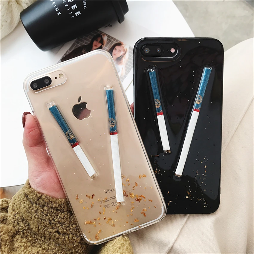 3D Cigarette Phone case For Iphone6 6S Plus Quicksand Ransparent Soft