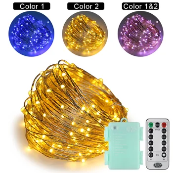 

Xmas Dual-Color LED String Lights 66ft Silver Wire 6AA Remote Control for Bedroom Indoor Outdoor Tree Decorations+Smart Remote
