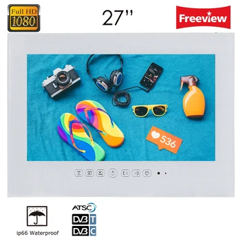 Souria 27" Black/White Bathroom Hotel Waterproof IP66 LED TV Frameless Mounted Decorate DVB-T T2 ATSC Souria 27" Black/White Bathroom Hotel Waterproof IP66 LED TV Frameless Mounted Decorate DVB-T T2 ATSC