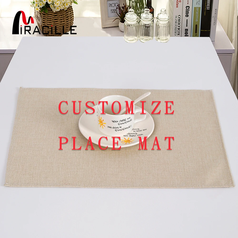 

Cotton Linen Custom Print Table Dishware Place Mats For Dinner Kitchen Accessories Cup Wine mat