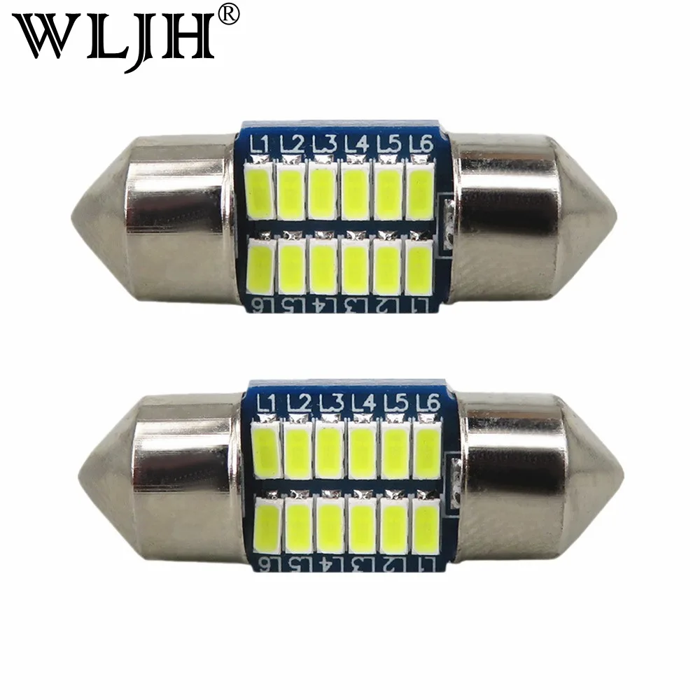 

WLJH 4pcs 28mm 3014 SMD Led Car Light Automobiles Interior Dome Light Reading Sunvisor Flips Vanity Mirror Lamp Cargo Lights 12v