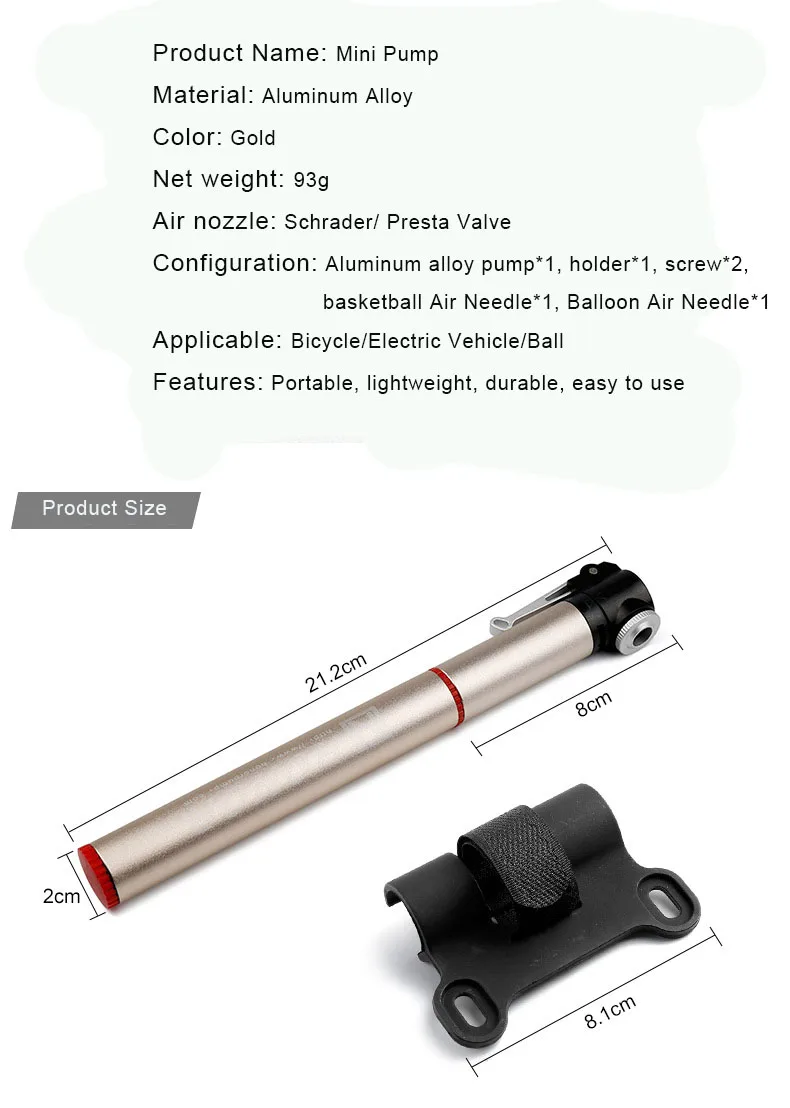 120psi алюминий высокого давления сплав велосипедный мини-насос Портативный Сверхлегкий воздушный насос для велосипеда Велоспорт шин аксессуары для горного велосипеда