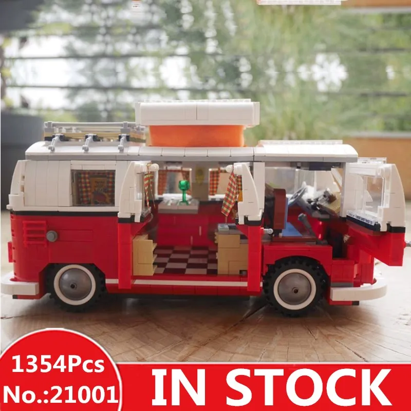 

H&HXY 21001 1354Pcs 21046 1450Pcs Volkswagen T1 Camper Van LEPIN car Model Building Kits Bricks Toys Compatible 10220 10262