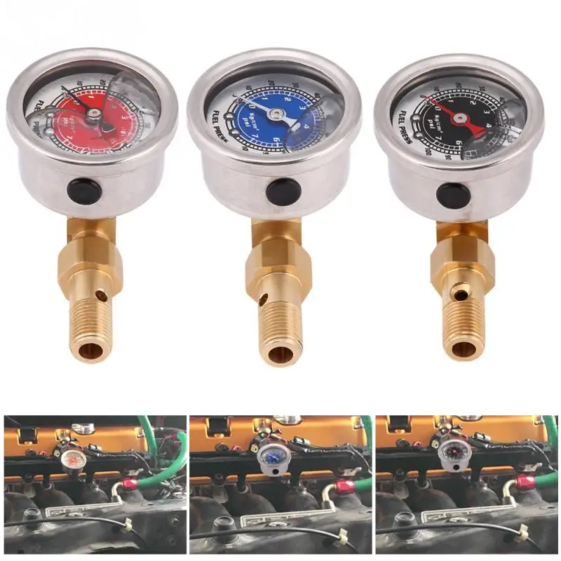 Universal Fuel Pressure Liquid Filled Regulator Gauge Adapter Oil Press