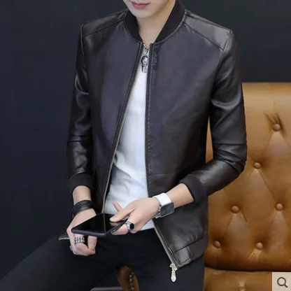 Mr.nut Men's leather jacket men's 2019 new popular Korean version of slim clothes