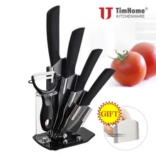 Keramik Küchenmesser Sets Keramik Klinge kochmesser mit ABS + TPR bunte handgriff Ursprünglichen Timhome Fingerschutz als Freies geschenk