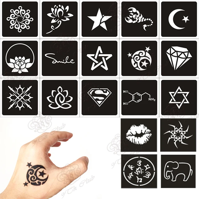 100 pcs petit pochoir de tatouage paillettes femme femelle enfants