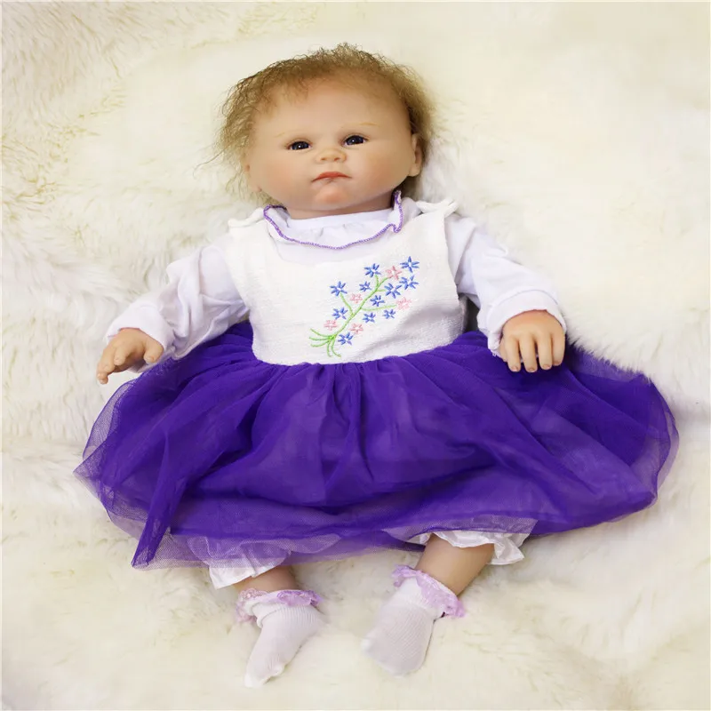 SanyDoll 19 дюймов 48 см Силиконовые Детские куклы reborn, реалистичные куклы reborn красивое платье подарок на день рождения
