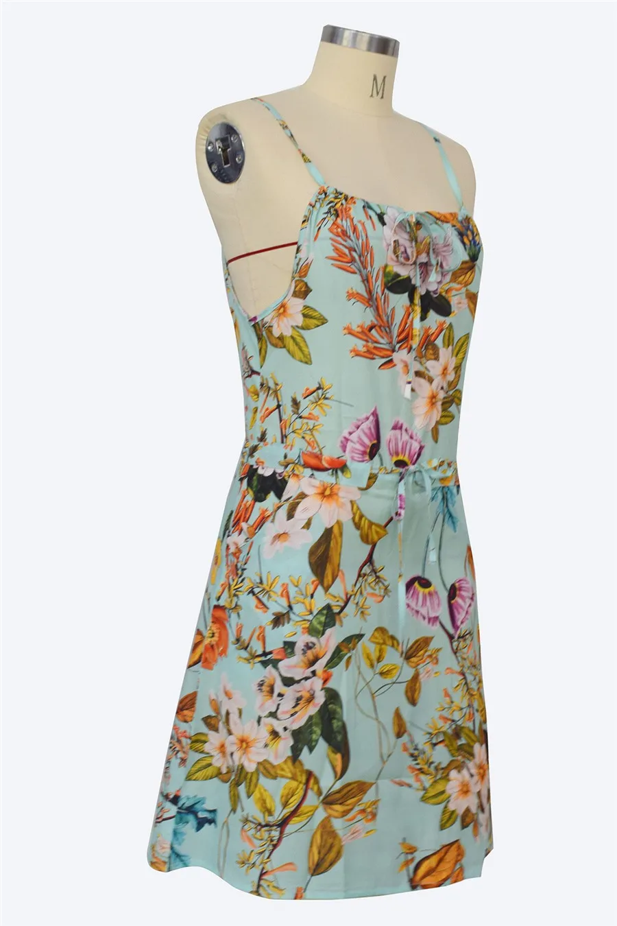 Gladiolus Chiffon Women Summer Dress Spaghetti Strap Floral Print Pocket Sexy Bohemian Beach Dress 2019 Short Ladies Dresses (30)