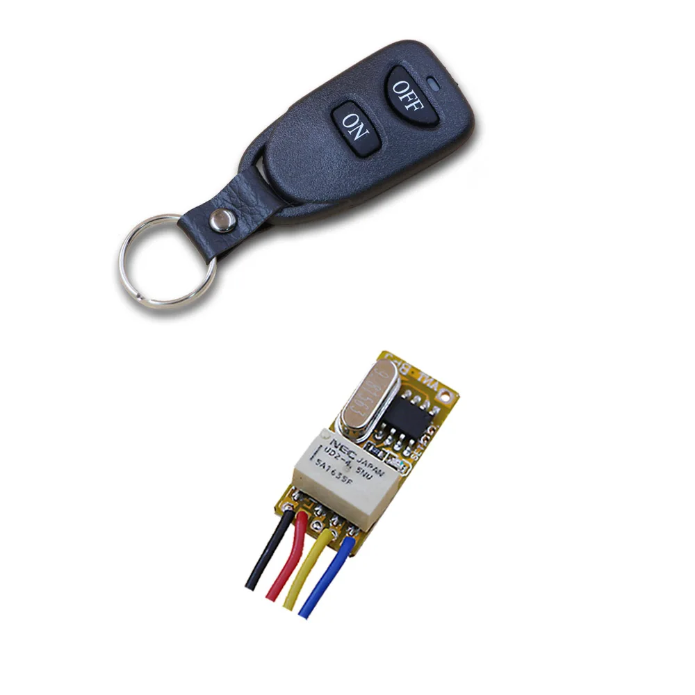 

Small Remote Relay Switch 3.6V 4.8V 5V 6V 7.4V 9V 12V 1A Max Load Mini Receiver Transmitter Normally Open Close Wireless Switch