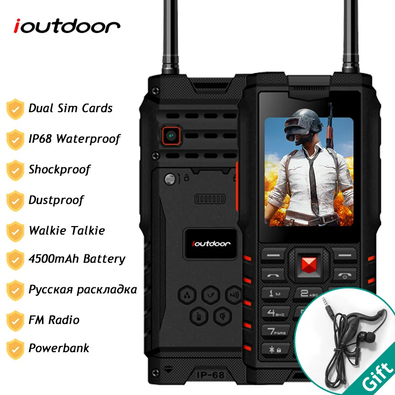 Ioutdoor T2 IP68 водонепроницаемый ударопрочный Прочный телефон Walkie Talkie банк питания