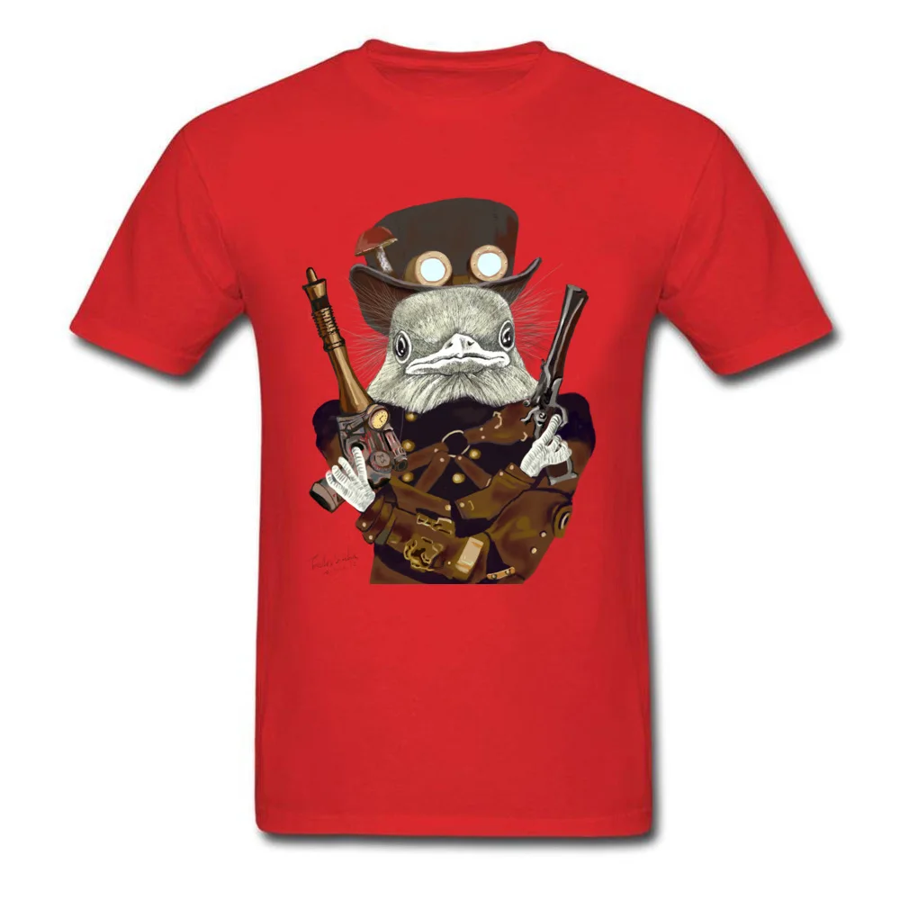Cool T Shirts Brand New O Neck Funny 100% Cotton Fabric Men T Shirt Custom Short Sleeve Tops Shirt Top Quality Wild West Bird Ranger with Mushroom Hat red