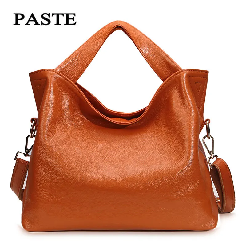 Women s Genuine Leather Bags Paste 2017 Europe style Fashion Cowskin Handbags Lady Casual shoulder Bag
