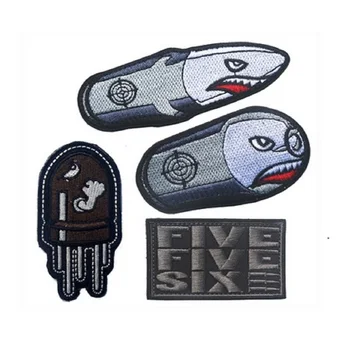 

10pcs/lot 3D Embroidered loops and hook Angry Flying Bullet patches Subdued Grey Morale Tactical Uniform Clothing badges
