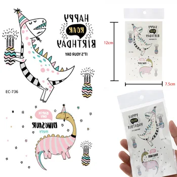 

Cute Dinosaur Temporary Tattoo Sticker Pink Waterproof Women Fake Tattoos Men Children Body Art Hot Design
