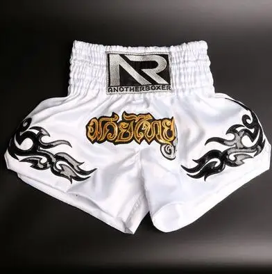 Мужские боксерские трусы с принтом MMA шорты для кикбоксинга Fight Grappling Короткие трикотажные изделия Тайгер Муай Тай боксерские шорты - Цвет: Белый