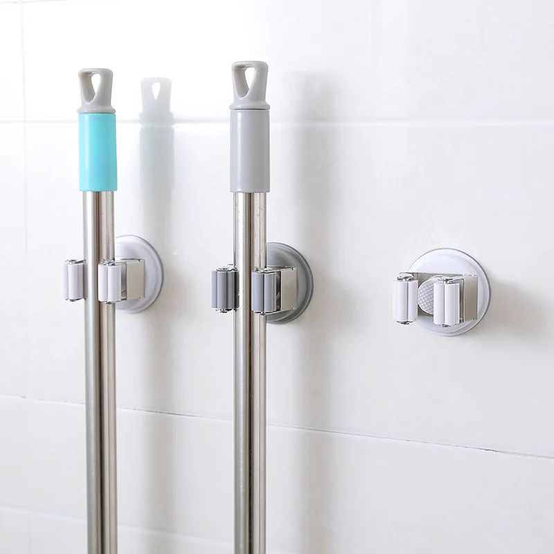 

1pcs Stainless Steel Self Adhesives Wall Mounted Mop Organizer Holder Brush Broom Hanger Storage Rack Kitchen Tools Wall Hooks