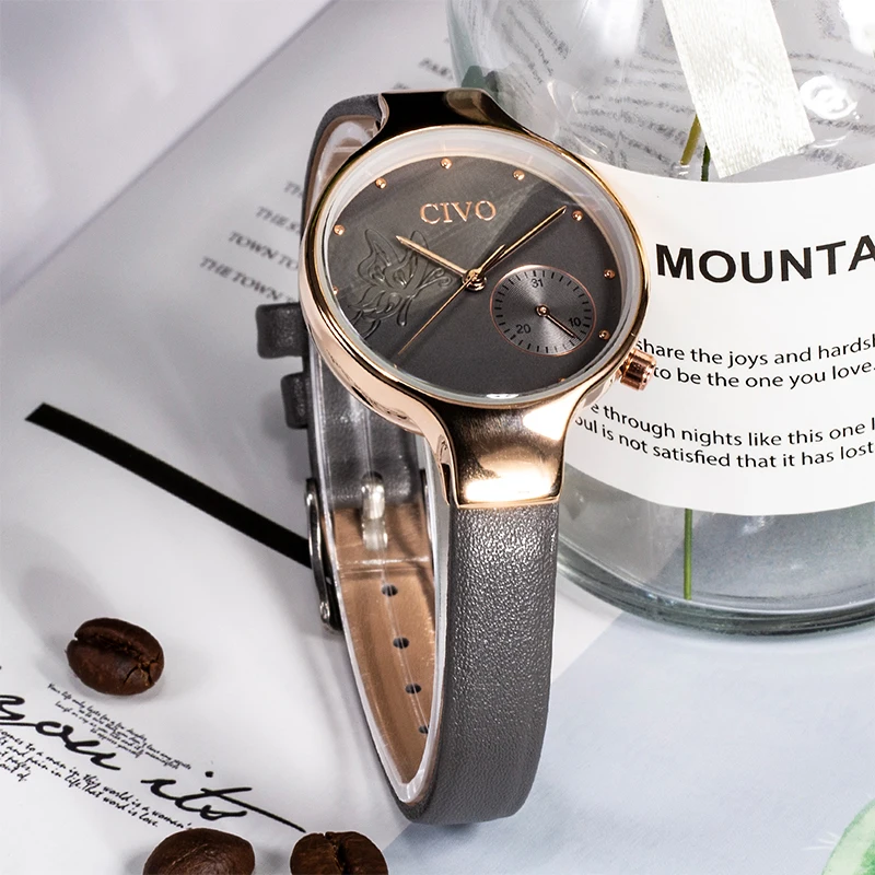 Cena CIVO luksusowe Top marka kobiety zegarki damskie skórzany pasek wodoodporny zegarek kwarcowy zegarek pani sukienka zegarki zegar Relogio Feminino