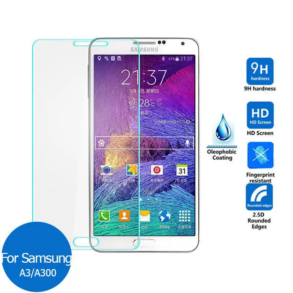 Защитное стекло закаленное 9h для Samsung Galaxy A3 2015 защитная пленка 3 300F SM A300 A300F 2 шт. |