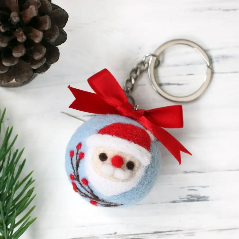 

Christmas Santa Claus Elk Snowman Keychain DIY Package Wool Felt Craft Needle Felting Material Bag Kit Handmade Needlecraft W329