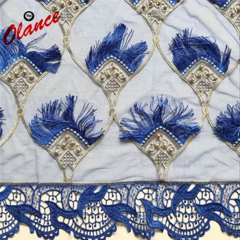 

Free Shipping Golden Waves Pattern with Golden Beads and Appliqued Tassels Design CS5 For Wedding Dress Tulle Lace Fabric