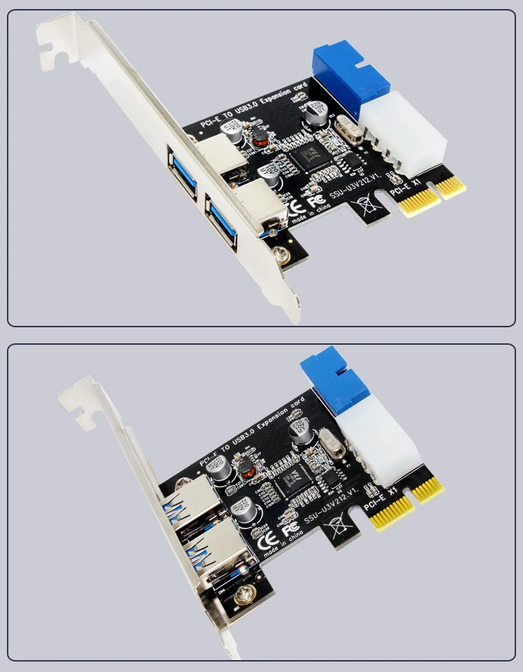 USB 3,0 PCI-E адаптер карты расширения внешний 2 порта USB3.0 концентратор внутренний 19pin Заголовок карта PCI-E 4pin IDE разъем питания