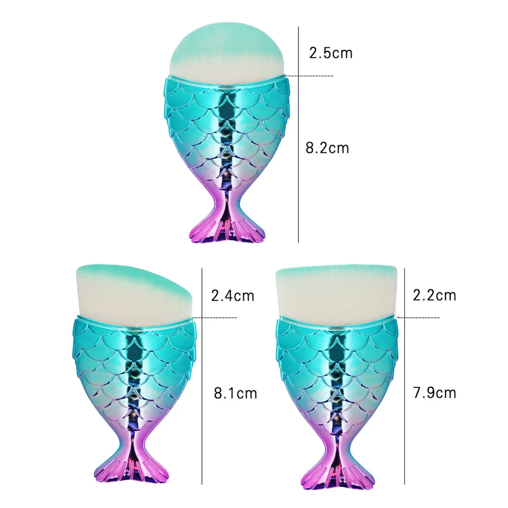 1 шт. Pro Русалка кисти для макияжа Румяна Фонд косметические Русалка кисти для макияжа инструменты 3 цвета косметический кисти в форме рыбьего хвоста комплект