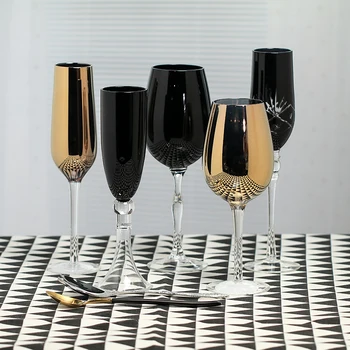 

300-400ml creative coloured goblet, luxurious gold glass, red wine glass, decorative wine cup, black blind drink glass.