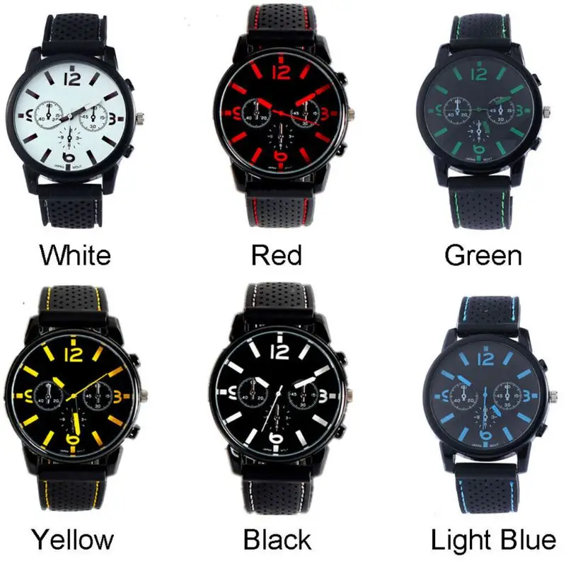 

Quartz Casual Cool Big Dial Silicone Strap Sports Style Men Watch Accurate Adult