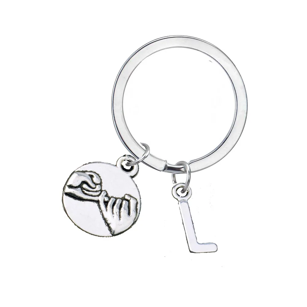 A-Z с буквенным принтом мизинец, знак жеста, брелок для ключей, лучший друг для влюбленных, пара, подарок, брелок для ключей, мужской женский брелок, ювелирное изделие - Цвет: L