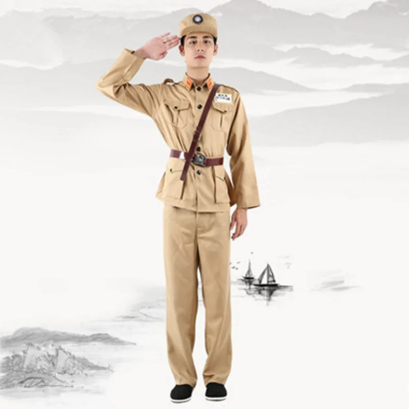 

2 colos military cosplay costume men chinese military uniform clothing historical Army Suit Kuomintang soldier cosplay