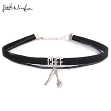 Little Minglou, модное колье-чокер, нож, вилка, шарм, подвеска, ручной работы, воротник, ювелирное изделие, чокер для женщин, Collares Mujer