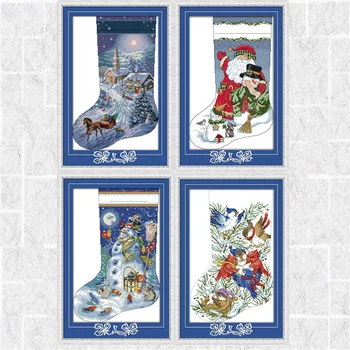 

Christmas Stocking Counted DIY DMC 14CT 11CT Pattern Printed on Canvas Cross Stitch kits Needlework Embroidery Sets