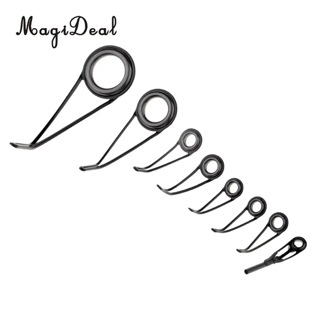 8pcs Fishing Rod Rings Stainless Steel & Ceramic Fishing Rod Guides Rings 0.28cm - 1.1cm Repair Kit DIY