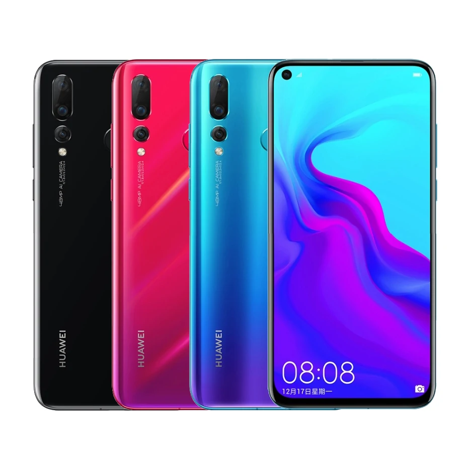 Смартфон huawei Nova 4, 6,4 дюймов, kirin 970, четыре ядра, Android 9,0, отпечаток пальца, ID, камера AI, батарея 3750 мАч