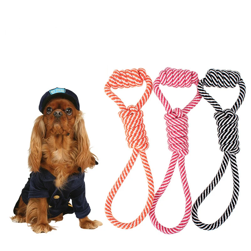 

Blue Pink Small Dogs Bite Funny Interactive Training Pet Cutton Rope Weaving Chew Dog Toys Puppy Play Toy Supplies Length 38 cm