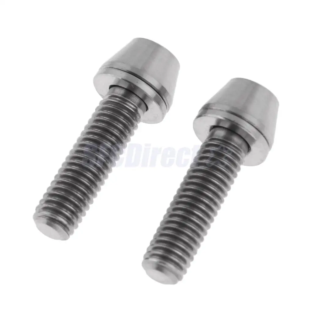 2 Pieces High Strength Titanium Alloy M5x16 M5x18 M5x20mm Cycling Bicycle Mountain Bike Bolts Tapered Head Screw + Washer Gasket