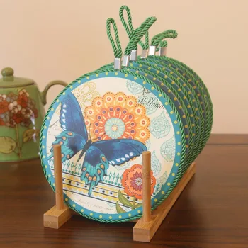 

European pastoral eat mat ceramic pot holder Waterproof insulation pad American country table coasters home decoration