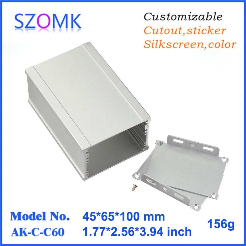 

4 pcs, 45*65*100mm szomk aluminum electrical box aluminum case pcb enclosure aluminum device box electronics cabinet control box