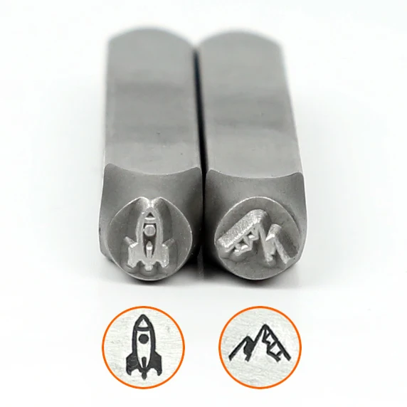 

Rocket Ship/Mountains design stamp 6MM series,DIY Bracelet/jewelry symbols steel stamp,price for 1pcs