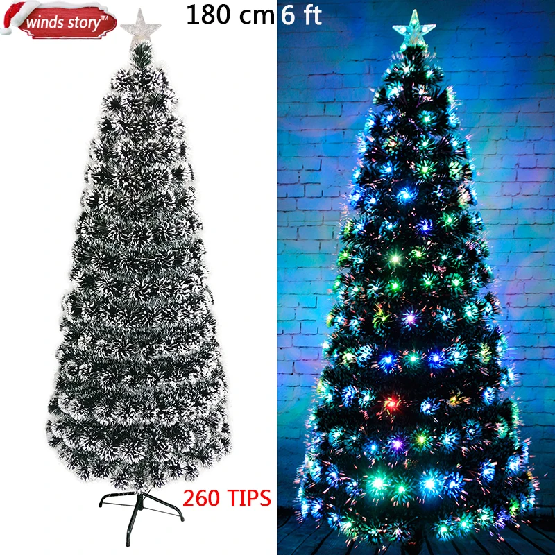  Christmas tree 4'/5'/6' Fiber optic LED Colour Changing Traditional Artificial Green Flash Xmas tre - 32834481065