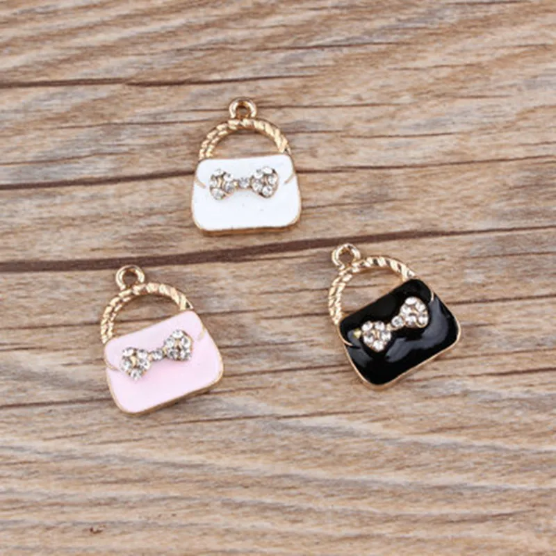 

5pcs bowknot Bag 17*23mm Enamel Charms for Jewelry Makings Alloy Drop Oil Pendants Handmade DIY Bracelet Esmaltes