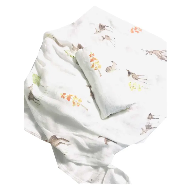 N2 70% бамбук+ 30% хлопковая детская пеленка одеяла обертывания хлопок ребенок муслин одеяла новорожденный муслин большой подгузник одеяло - Цвет: zm deer