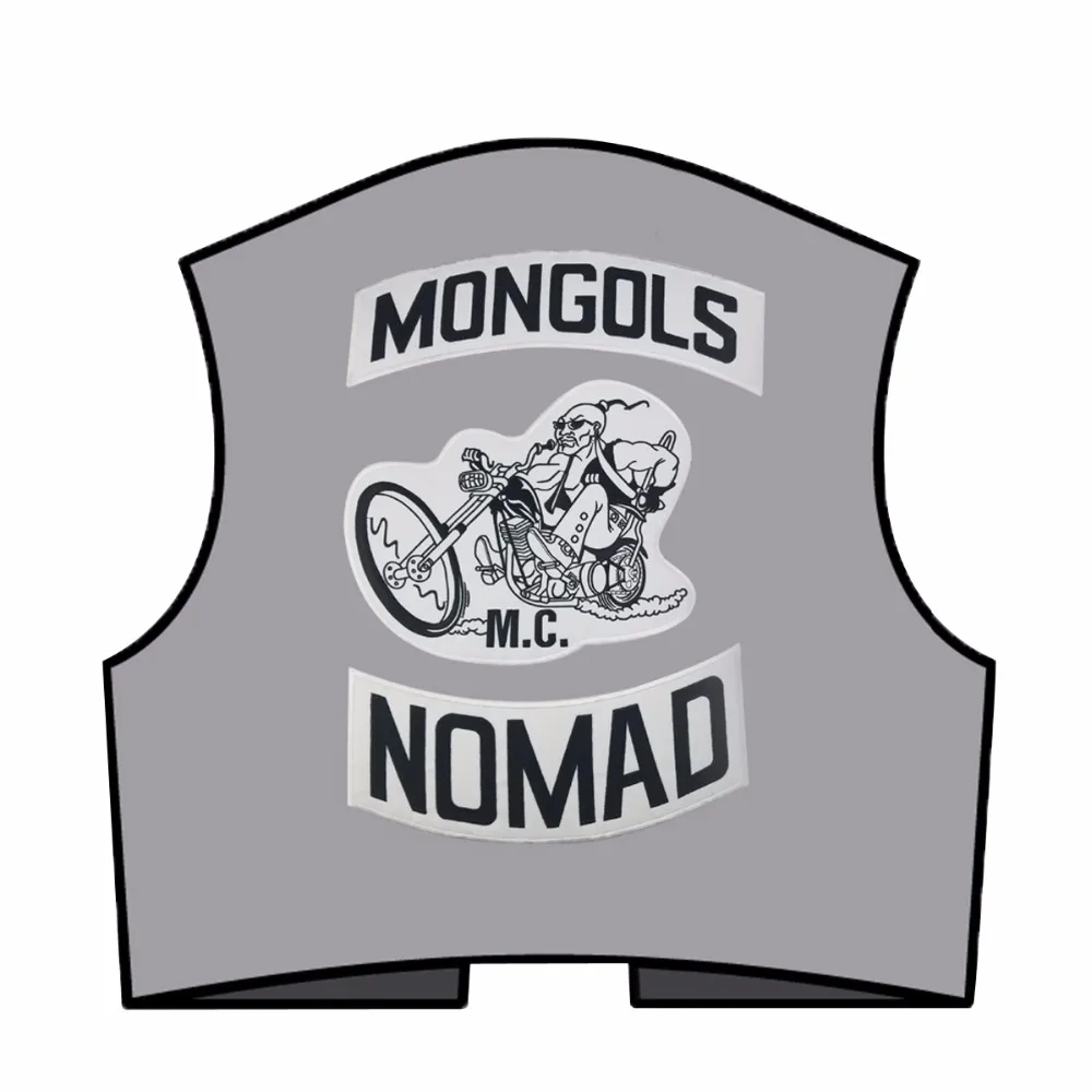 MONGOLS NOMAD MC Biker Vest Embroidered Patch 1% MFFM IN Memory Iron On Full Back of Jacket Motorcyle Patch (7)