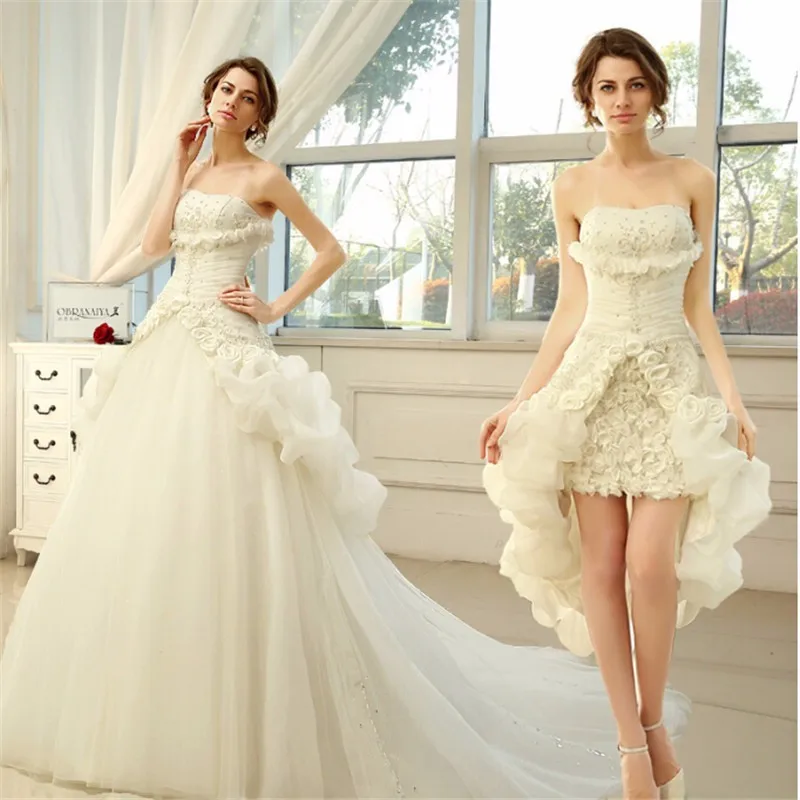 Two Piece Princess Wedding Dress 2017 Short Front Long