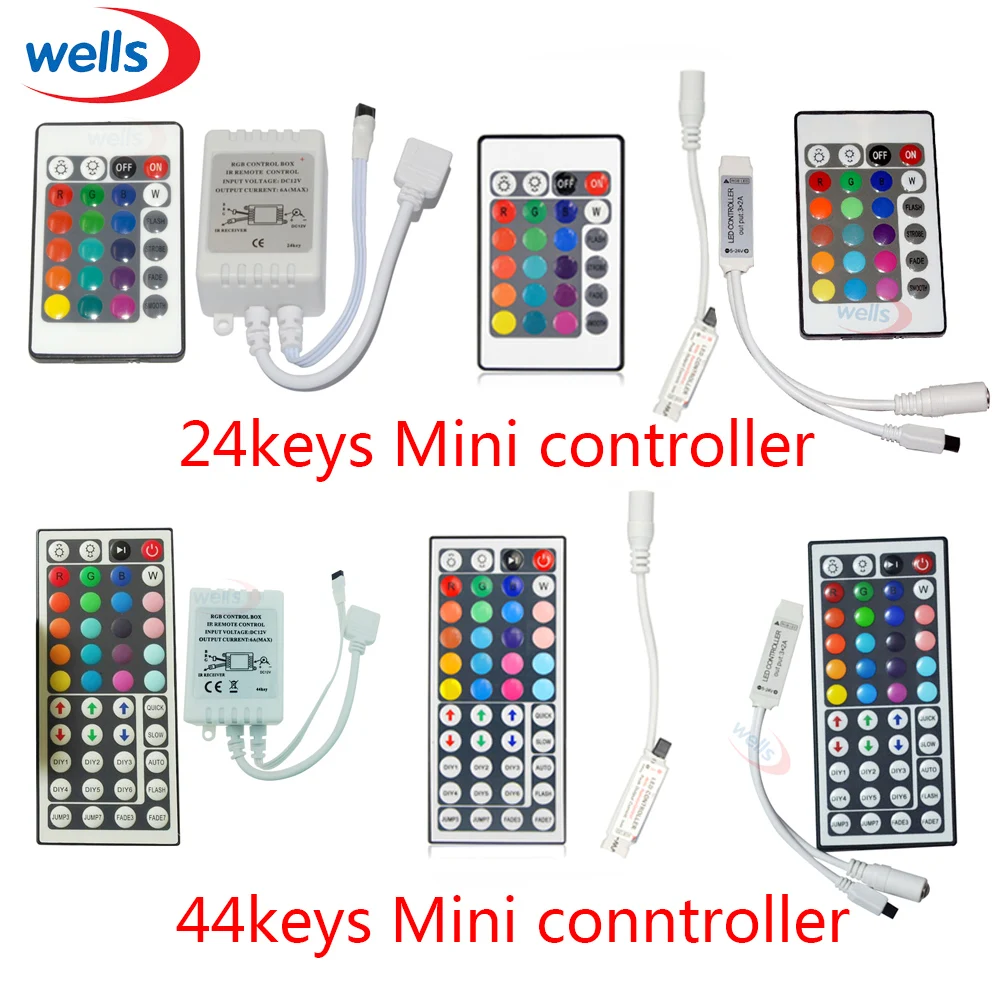 Newest 1pcs 24 Keys 44 Keys LED IR Remote Wireless RGB Controler DC12V