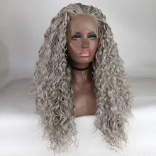 Marquesha, Короткие руки, завязанные, свободные, кудрявые, серые, Жаростойкие Волокна, серебристо-серые, синтетические, на кружеве, парик для женщин, сменный парик