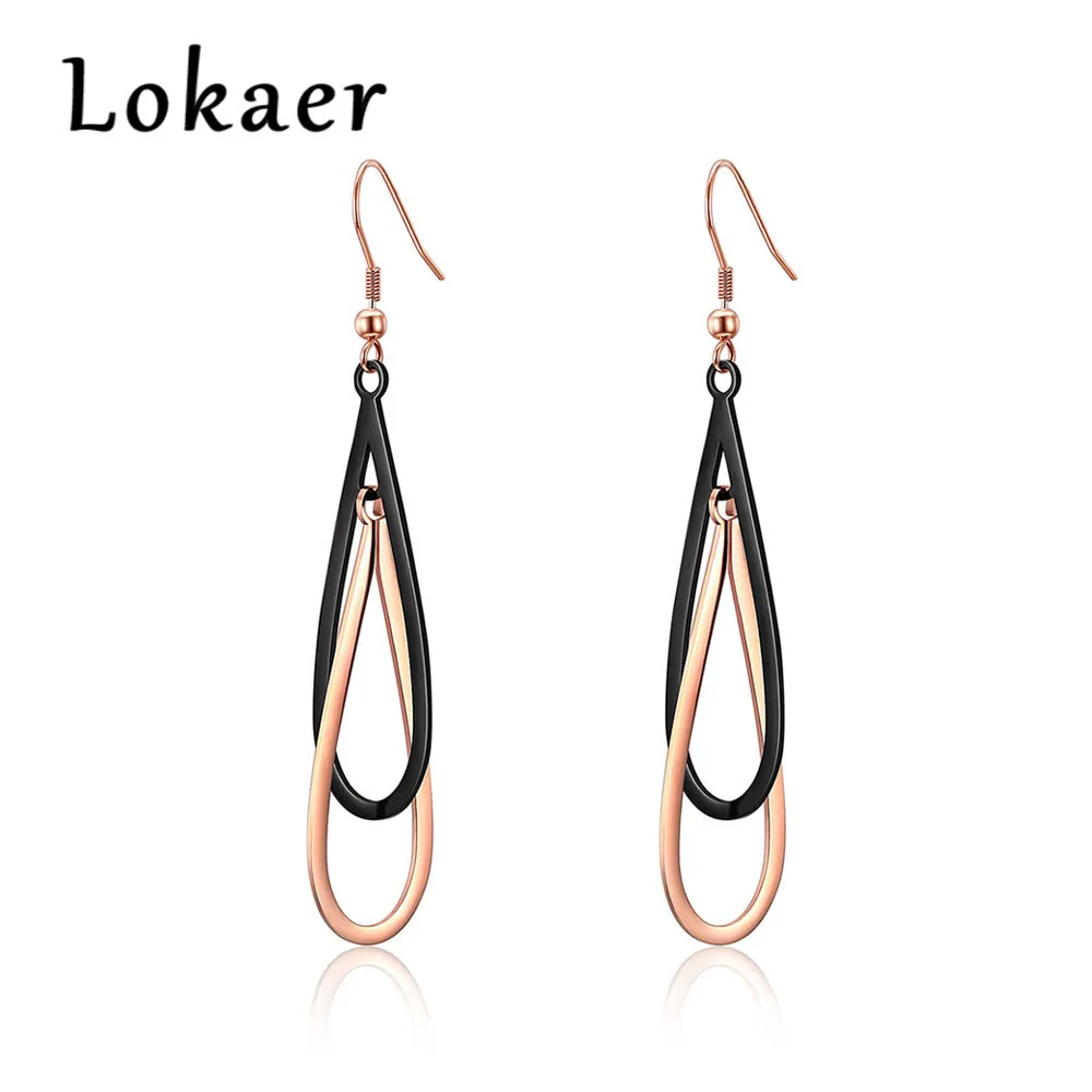 

Lokaer Fashion Stainless Steel Love Double U Shape Dangle Earrings For Women Geometirc Rose Gold Earring Party Xmas Gift E18480